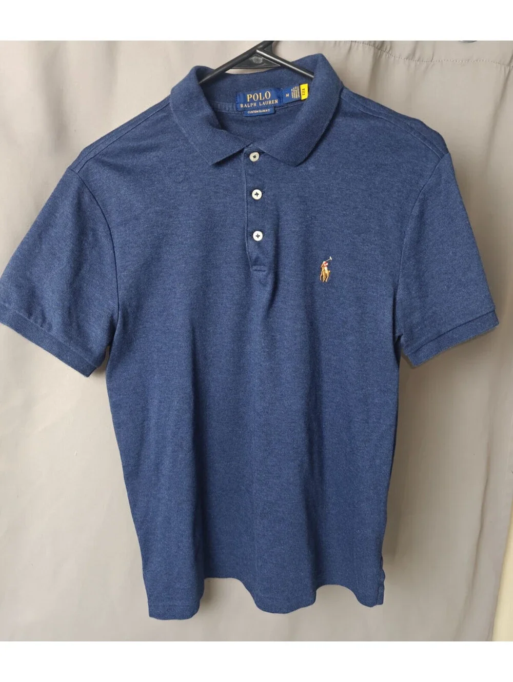 Ralph Lauren Polo Shirt Men Size M Heather Blue Classic Fit Preppy Pony Rugby